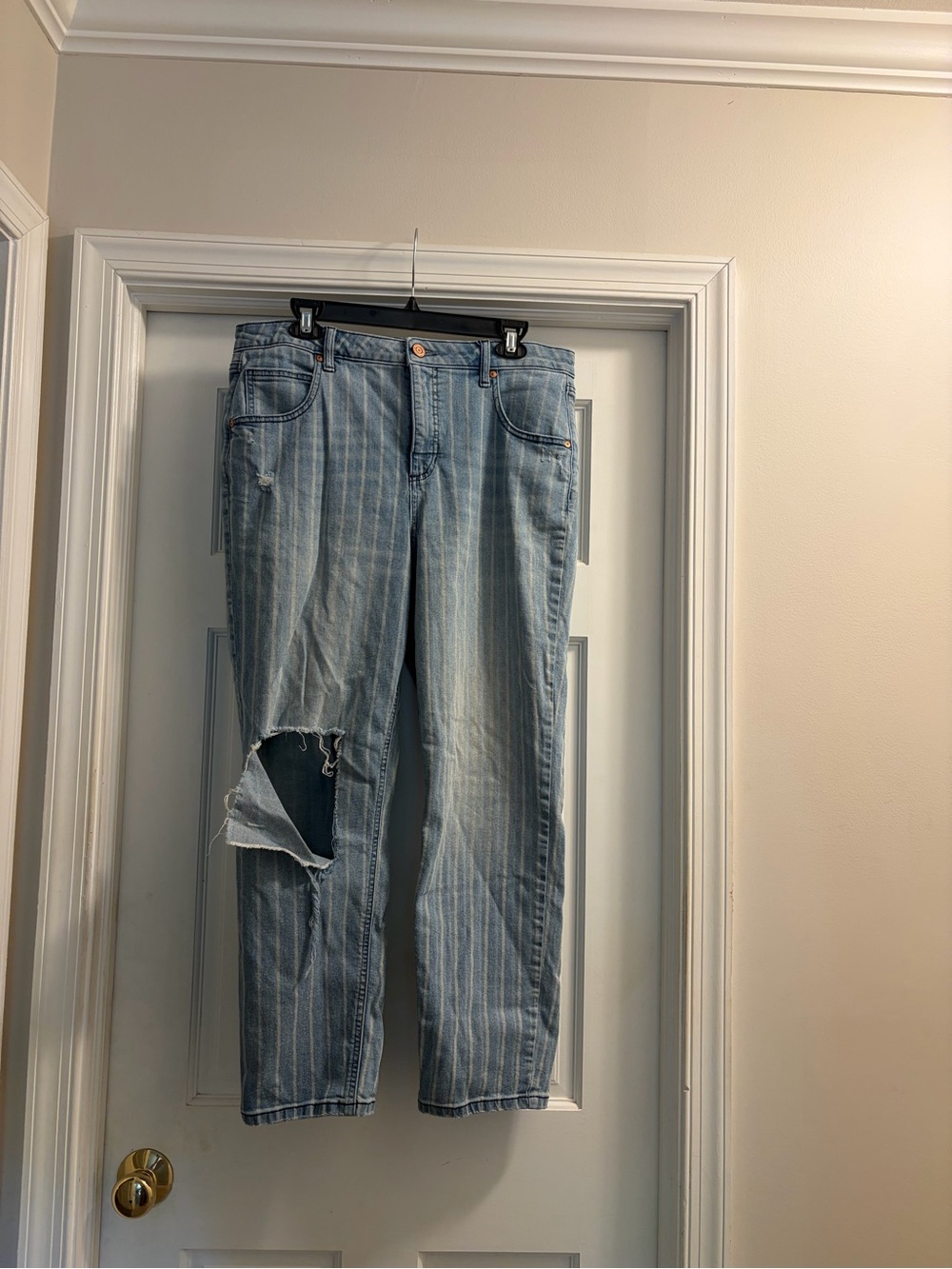 LC Lauren Conrad Light Blue Striped Straight Jeans
